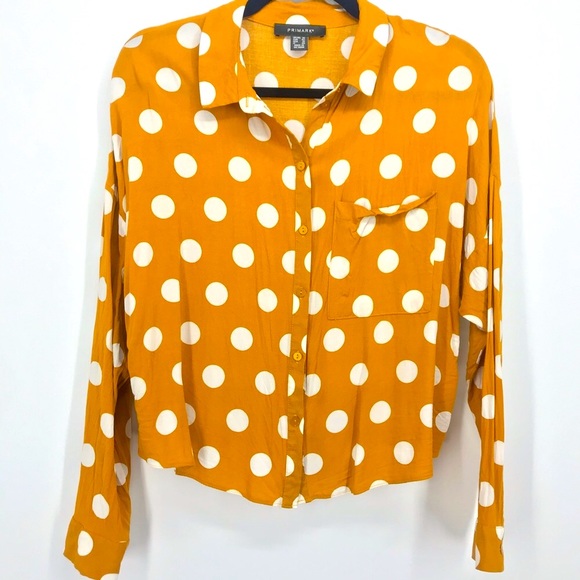 Primark polka dot crop button down top size10 - Picture 1 of 9